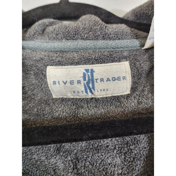 River Trader Mens M Oversized Gray Fleece Pullover 1/4 Zip Chest Pocket Jacket - Picture 6 of 8